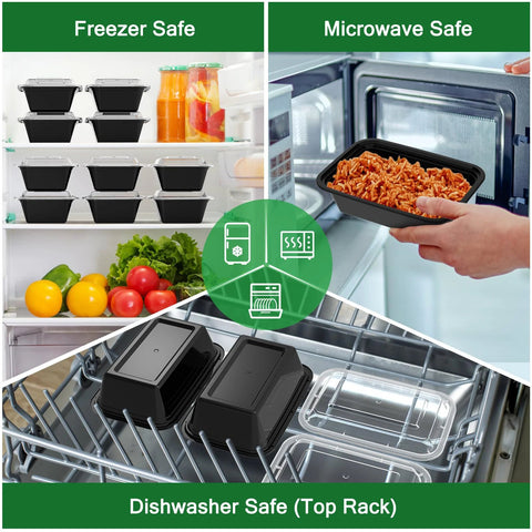 Fifty Pack Of Hundred Piece 24 Oz Meal Prep Containers With Lids Reusable Durable Leakproof And Food Safe Microwave Freezer Dishwasher Safe
