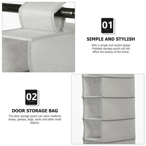 Hella Handy 10 Layer Hanging Shoe Rack Saves Gobs Of Space Perfect For Boots Sneakers Hats And Bags With An Easy Fold Up Design showcasing storage pouch and organizer detail.