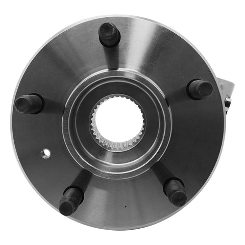 Front view of front wheel hub bearing assembly single unit for left or right OE-fit replacement with sensor-compatible connector