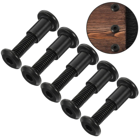 Top Shelf M6x25 Black Stainless Steel Binding Screws With Matching Cap Nuts for secure wood panel assembly.