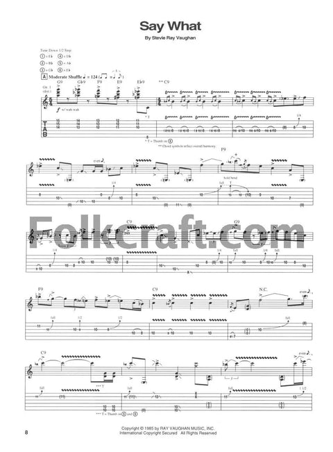 Live Alive Guitar Recorded Versions Folio With 13 Tracks Including Look At Little Sister Love Struck Baby Pride And Joy Superstition Voodoo Chile And More Matching Folio For Guitar Nerds, guitar tab page of Say What by Stevie Ray Vaughan