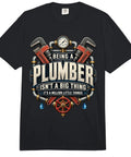 Kickass Plumber Tshirt Rock Solid Tradesman Apparel Heavyweight Cotton Tee With Million Little Things Pipefitter Design on black tee.