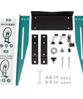 Wheel Truing Stand Pro Grade Wheel Maintenance Tool For 16 To 27.5 Inch Wheels with wrench and components layout