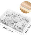 Rock Solid 70 Pcs Mini Hinge Set With 300 Tiny Screws Includes Both 24 X 16 Mm And 18 X 15 Mm Sizes, silver butt hinges in storage box.