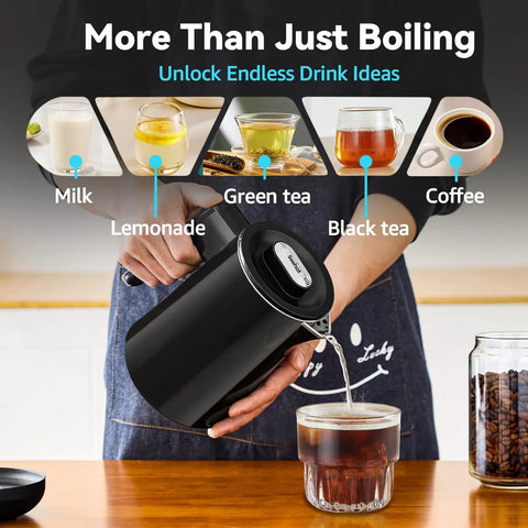 850Ml Small Electric Kettle With Temperature Control your Quick Heat Buddy 800W fast boil, pouring hot water into cup