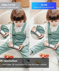Child with toy captured by 2K Indoor Wired Security Camera For Home Use With Baby Monitor And Pet Cam, Real-Time Person And Motion Detection.