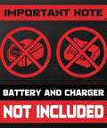 Diagram showing battery and charger not included for Led Work Light For Milwaukee Battery Compatible 38W 3000 Lumens.