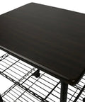 Rock Solid Three Tier Printer Stand Desk Organizer In Sleek Black Finish Scratch Resistant Laminate Top, showing flat surface and steel frame.