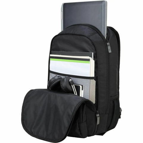 Hustle Hard Laptop Backpack For Up To 17 Inch Machines, Water Repellent Travel Daypack With Padded Tech Vault And Flexible Organization, Slick Black Commuter Bag with laptop and essentials