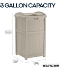 Suncast Hideaway Outdoor Trash Can With Lid 30 Gallon Weather Resistant Resin Bin With A Wicker Style Look For Patio And Yard