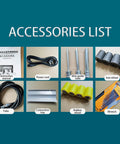 Accessories for Automatic Wire Stripper And Intelligent Wire Twister Cable Cutting Tool including manual, power cord, and wheels.