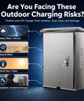Kickass 304 Stainless Steel Outdoor EV Charger Box With Lockable Weatherproof Shield designed for outdoor protection against dust and rain.