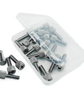 Heavy Duty Carbon Steel Knurled Thumb Screws For Rack Mount Hardware Quick Twist Installation No Sweat Setup Fits Tight Spaces M6X16 Chrome Plated 20 Pack in clear storage box.