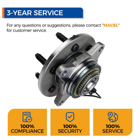 Heavy Duty Front Wheel Hub And Bearing Assembly For 4WD 4x4 Trucks 6 Lug With ABS close-up view showing mounting bolts and ABS sensor.