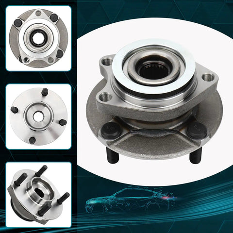 Front Wheel Bearing And Hub Assembly For Nissan Versa 2007 Through 2012 513308 showing steel bearings and bolt hole spacing.