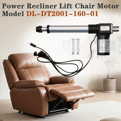 No Stress Heavy Duty Power Recliner Motor And Linear Actuator For Lift Chair Replacement DL DT 2001 160 01 with connectors and bolts