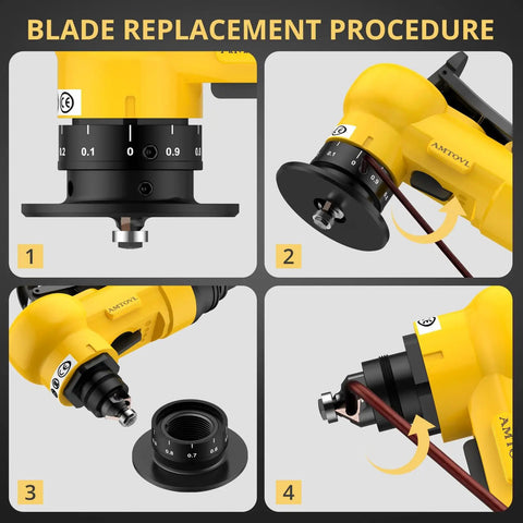 Step-by-step blade replacement procedure for Mini Pneumatic Chamfering Tool With Ten C And Ten R Blades Steel Beveler Machine.