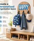 Personalized Wall Hook With Custom Name, Sweet Three Hook Wall Mounted Organizer For Backpacks And Coats, colorful entryway storage