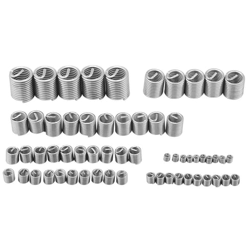 Stainless Steel Wire Thread Insert Kit, 60 Pcs, Metric M8 M10 Thread Repair Inserts, Restore Damaged Threads displayed in rows