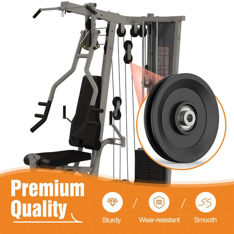 4.5 Inch Universal Nylon Bearing Pulley Wheel Replacement Heavy Duty for gym equipment, showing detailed smooth spinning mechanism.