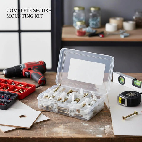 50 Pack M8 Drywall Anchors With Zinc Plated Screws Heavy Duty Hollow Wall Anchor Kit on wooden table with tools