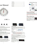 User manual for Discreet Eight Point Seven Inch Wall Clock Hidden Camera 1080P Spy Nanny Cam showing setup instructions.