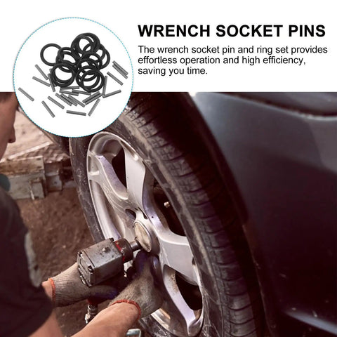 50 Piece Electric Wrench Socket Rubber Ring Replacement Kit With Rugged Fastener Pins And Dependable Wrench Holder Washers on a car wheel.