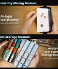 Hands holding Portable All In One Modular Painting Station With Wet Palette, Brush Cleaners, Holders And Lid For Miniatures And Warhammer Hobbyists, Compact Setup For Acrylic Paints, Easy Organization And Quick Cleanup