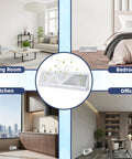 18 Inch Baseboard Vent Cover 4 Pack With Adjustable Airflow installed in living room, bedroom, kitchen, and office settings