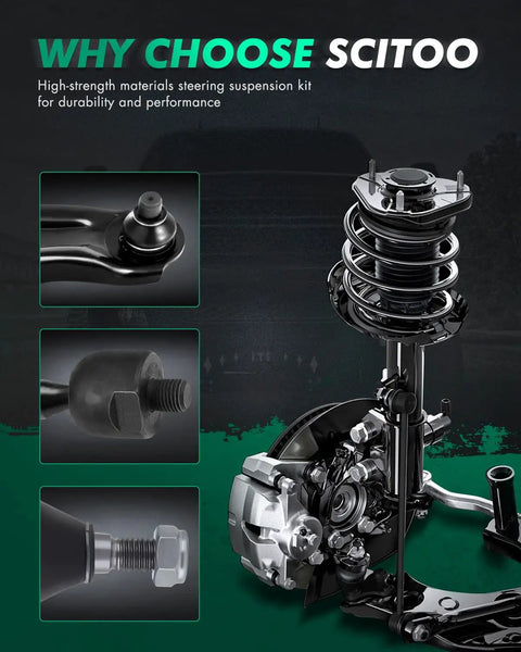 Heavy Duty 8 Piece Front Suspension Kit With Lower Control Arms And Ball Joints For 2010 2011 2012 2013 Mazda 3 Rig Smooth Ride Replacement Setup, detailed parts view.
