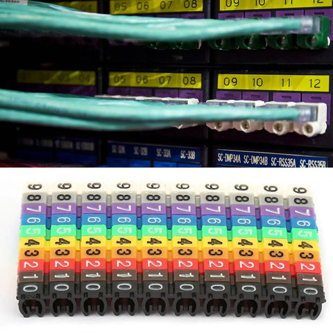 Clip On Cable Marker Set With Bright Color Plastic Number Tubes 2.5mm for Quick Cable Identification and Organization