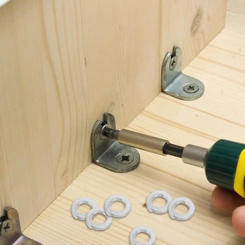 One Hundred Pcs 1/4 Inch Stainless Steel Spring Lock Washers Set For Industrial Fastening And Anti Loosening Applications With 304 Stainless Steel Split Repair Washers Kit Heavy-Duty Jobsite Ready on wood joint