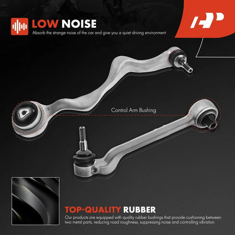 Tough As Nails Eight Piece Front Suspension Control Arm Kit For BMW 1 And 3 Series Plug And Play Fitment Reinforced Bushings, featuring control arm bushings.