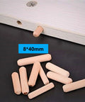 One Hundred Pack Heavy Duty Furniture Connector Kit With Rock Solid Zinc Cam Locks And Nylon Insert Nuts For RTA Cabinets Drawers And Beds Total Game Changer Build, showing 8x40mm wooden dowels.