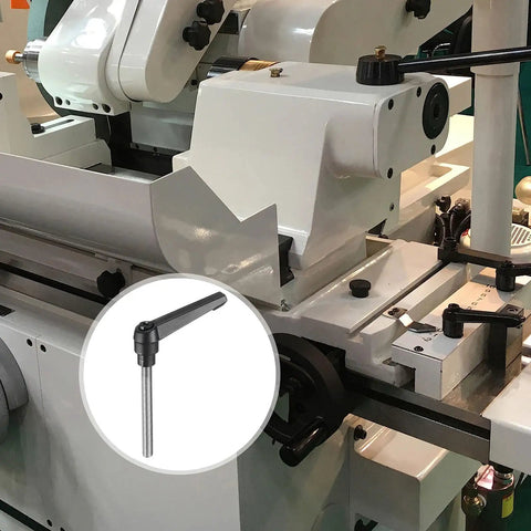 Rock Solid Adjustable Clamping Lever Handle With M8 X 70 Millimeter Thread In Matte Black 304 Stainless Steel on machinery