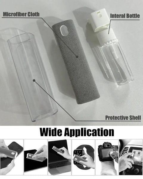 On The Go Screen Cleaning Kit With Spray And Microfiber Wipes For Car Displays, Phones, Tablets, Laptops, Computers And Eyewear