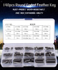 Feather Key Set 140Pcs Round Ended Parallel Drive Shaft Keys 16 Sizes Assortment Kit With Plastic Storage Box displayed open