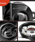 Universal Snail Electric Horn For Cars Trucks And Motorcycles 12V 110dB detailed view showing black ABS housing and inner components.