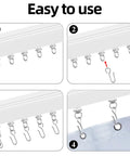 Demonstration of Real Deal Dual Wheel Ceiling Curtain Track Rollers And Hooks Kit installation steps on curtain rail.