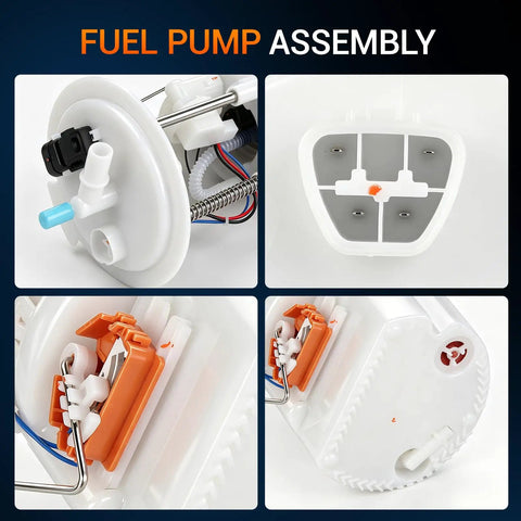 Heavy Duty Electric Fuel Pump Module Assembly Direct Drop In compatible with Hyundai Santa Fe Sport, showing assembly details and connectors.
