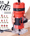 800W Palm Router Tool For Woodworking Compact Hand Trimmer Router With 12 Piece One Quarter Inch Bit Set in use