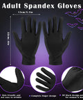 Adult Spandex Gloves, black, unisex, 22cm/6in, 13cm/5.1in, part of Premium Dope Black Full Face Mask and Stretchy Gloves Set for Halloween Cosplay.