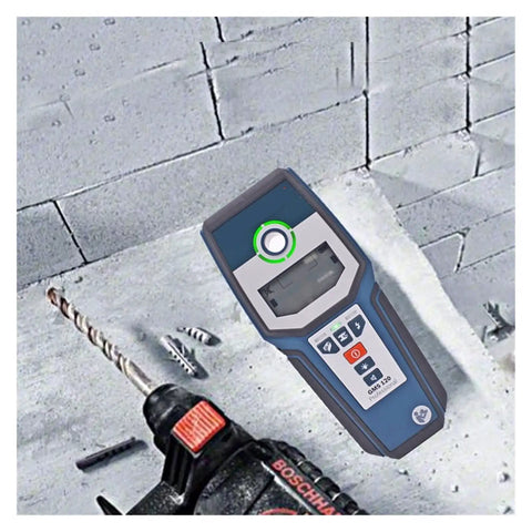 Stud Finder Wall Scanner with AC DC Voltage Test to Bust Hidden Wooden Studs Copper Pipes PVC Water Lines and Live Wires from Behind Drywall in action.
