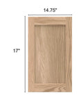 Killer Unfinished Oak Shaker Kitchen Cabinet Door Replacement 14 Width 17 Height showing precise dimensions and natural oak finish.