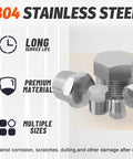 20 Pcs 304 Stainless Steel Hex Pipe Plug Fittings Kit With 1/8 In, 1/4 In, 3/8 In, 1/2 In, 3/4 In NPT Male Threaded Plugs, premium material