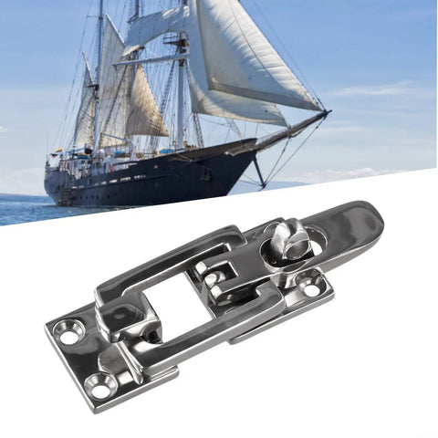 Marine Grade 316 Stainless Steel Square Boat Door Latch With Zero Rattle Design for secure cabin lock on sailing vessel.