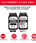 275XL Black And 276XL Tri Color Ink Cartridges 2 Pack For TR4700 TR4720 TS3522 TS3700 TS3720 TS3722 TS3500 Printers No-Fuss Swap Replacement