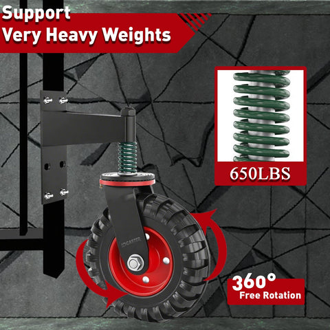 Heavy Duty Gate Wheel 8 Inch Swivel Caster With Spring Loaded 360 Degree Rotation, 650Lb Capacity For Wood And Metal Gates