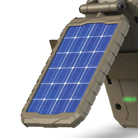 Portable 2 In 1 Solar Panel And Rechargeable Battery Pack For Trail Cameras with blue solar panel detail.