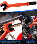 Chain Cleaning Brush For Motorcycles And ATVs Universal Bicycle Chain Cleaner Tool, durable nylon bristles on chain
